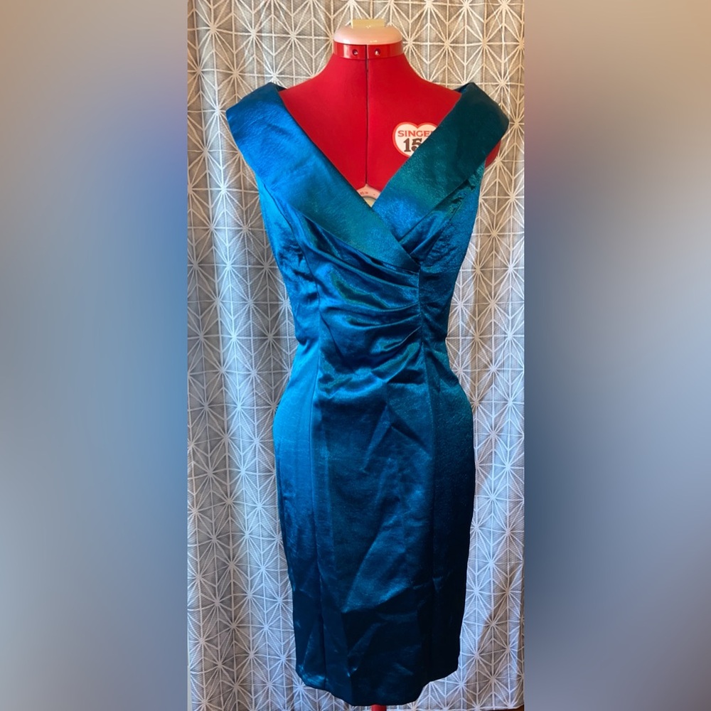 Y2K Retro Metallic Blue Party Dress